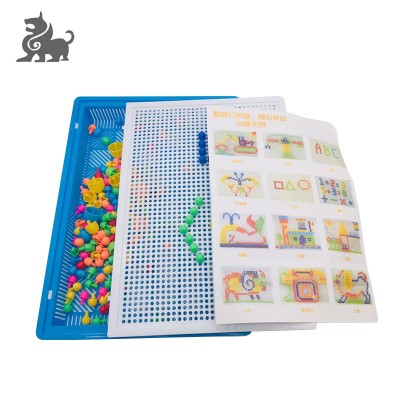 2020 Wholesale Plastic Colorful Mushroom Nails Puzzle Board Educational Toy For Kindergarten Children